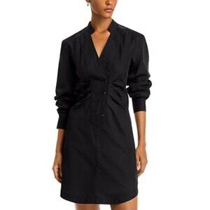 Derek Lam 10 Crosby Beverly Cinched Shirtdress Black Womens Size 2